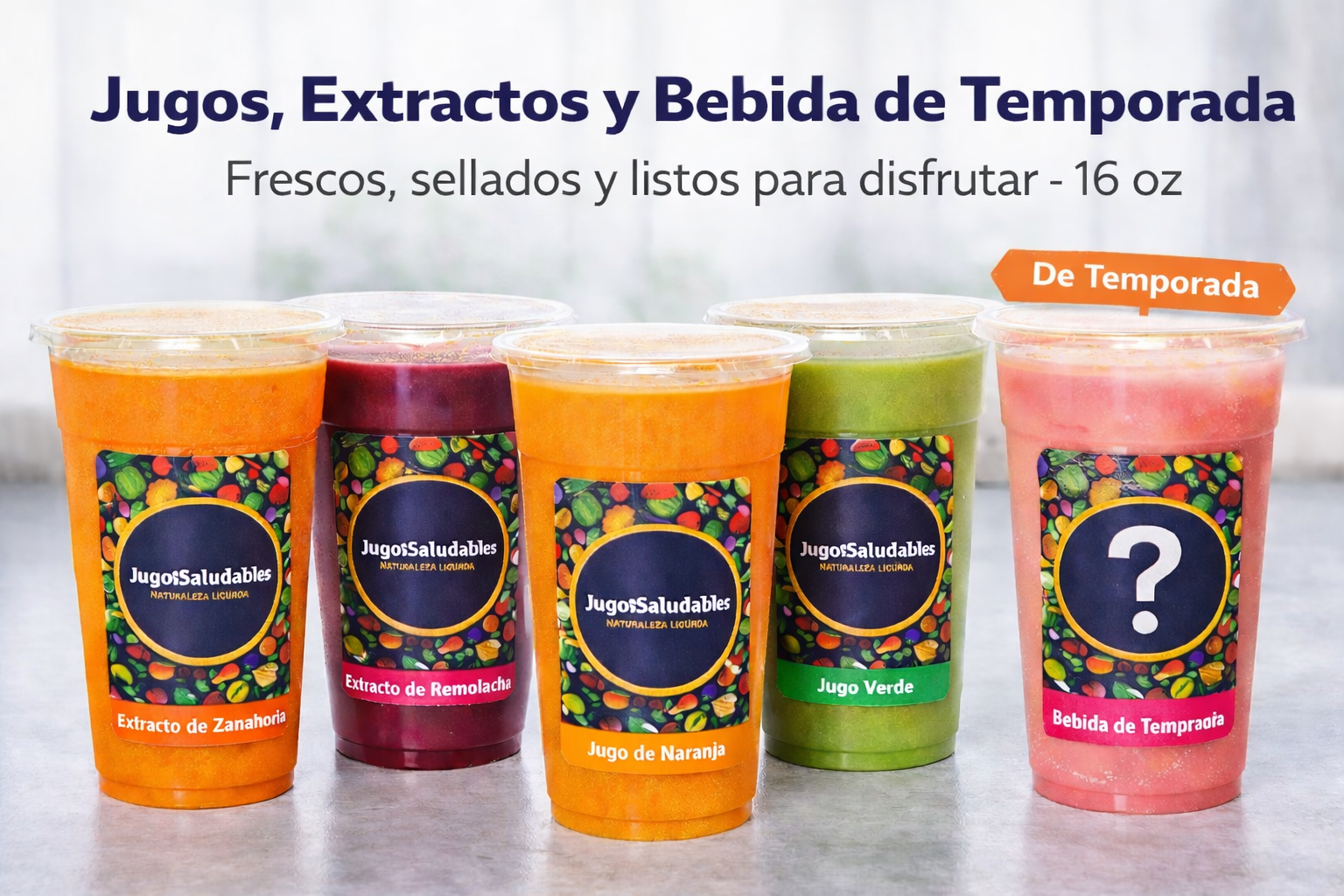 2  jugos  2  extractos y 1  bebida de temporada